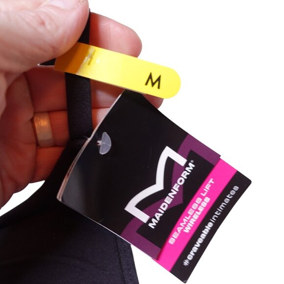 NWT Maidenform M Seamless Lift Bralette Sz M Black Wireless Convertible - Picture 4 of 7